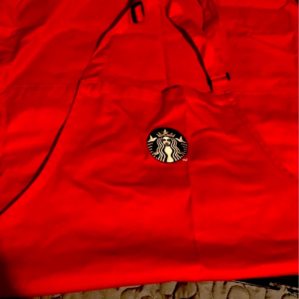 STARBUCKS RED APRON RARE NEW UNISEX